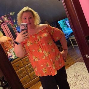 Justify 3X Coral top Off Shoulder